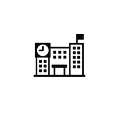 School building icon vector in trendy flat style isolated on white background