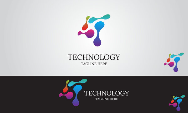 Technology Logo Design Template-Abstract science icon. Dotted logo template, flat concept logotype design for innovate technology business, medicine and education.