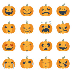 Halloween Jack-o'-lantern  Flat Illustration Icons
