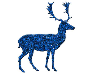 Reindeer Moose blue classic Glitter, Antler Deer Green illustration on white background	
