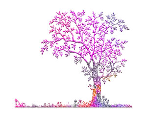 Tree colors nature glitter on white background illustration