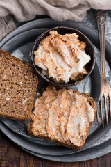 East European speciality - pork fat fried with onion