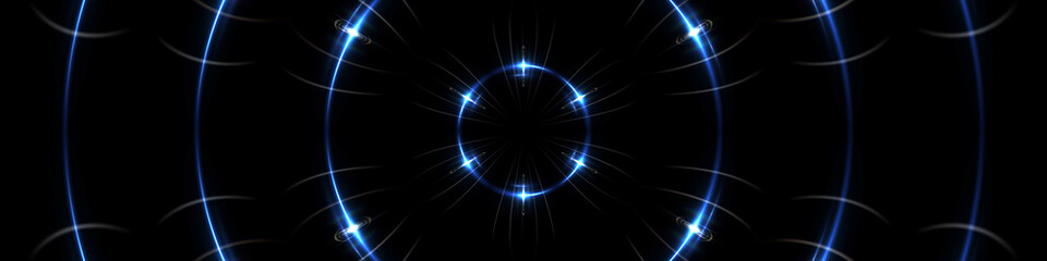 Ring lens flare effect, Glowing neon rings.