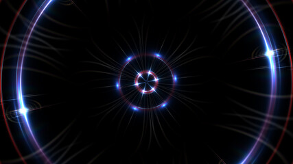 Fototapeta premium Ring lens flare effect, Glowing neon rings.