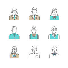 さまざまな学生のバリエーションアイコン　イラスト素材