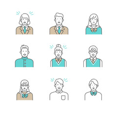 さまざまな学生のバリエーションアイコン　イラスト素材