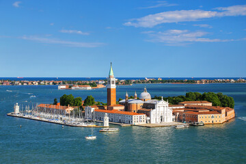 Fototapeta na wymiar Aerial view of San Giorgio Maggiore Island in Venice, Italy