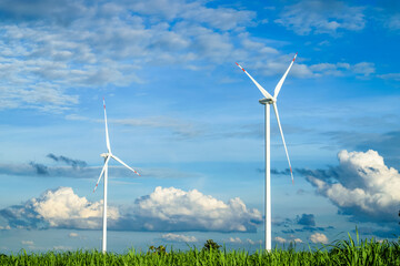 Wind turbines generating electricity