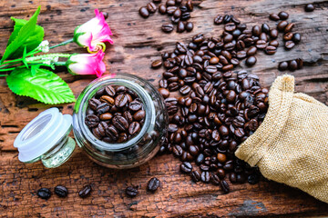 coffee beans in glass jar