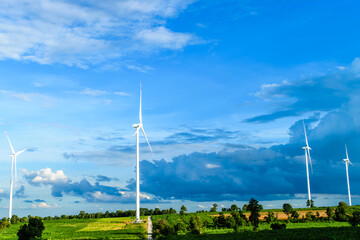 Wind turbines generating electricity