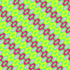 Vibrant, Colorful Brazilian wave street pattern vector in green, yellow and red on blue background - Rio De Janeiro beach promenade, Brazil