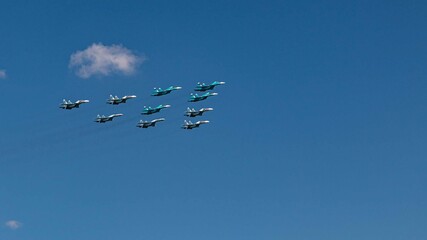 Combat aircraft of the armed forces of the Russian Federation at the victory day parade on may 9