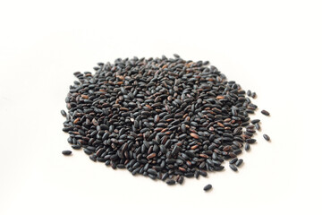 Black rice isolated on white background . 
