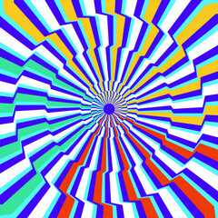 Spinning line Wheel - Optical Illusion - Multicolor background