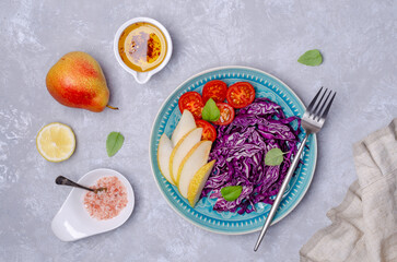 Salad fresh vegetables with pears