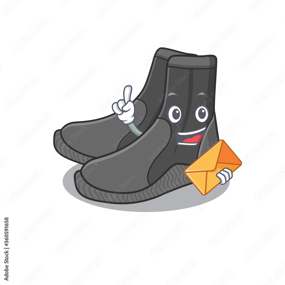 Canvas Prints A picture of cheerful dive booties caricature design concept having an envelope