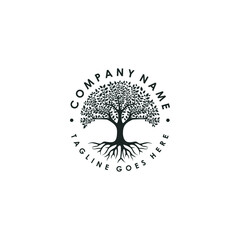 Tree of life logo design inspiration isolated on white background