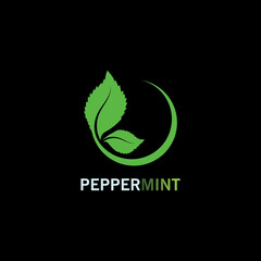 Peppermint leaf logo inspiration concept design on black background design