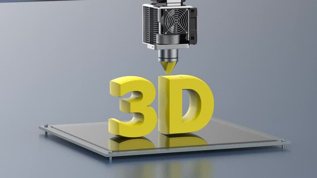 3d rendering 3d printer print 3d text 4k footage