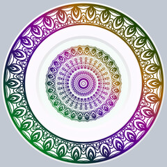 decorative round border and mandala ornament. Vector illustration.