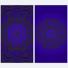 Templates card with mandala design. Vector illustration. For visit card, business, greeting card invitation