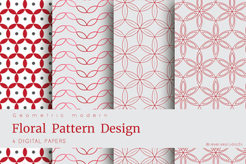 Creative Pattern Design set. Red Color pattern background ( 4 pattern set ). Vector illustration
