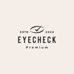 eye check hipster vintage logo vector icon illustration