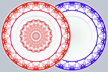 Decorative round plate with mandala from floral elements.Vector  illustration. Home decor, interior design. matching decorative plates for interior design.