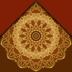 Mandala ornament concept flyer. Ethnic design, on festive and background. Vector background. Card or invitation. Islam, arabic, indian, ottoman motifs. Summer color.