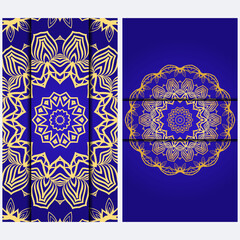 Visit Card Template With Floral Mandala Pattern. Vector Template. Islam, Arabic, Indian, Mexican Ottoman Motifs. Hand Drawn Background.