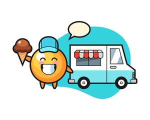 Ping pong ball cartoon with ice cream truck