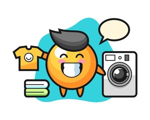 Ping pong ball cartoon with washing machine