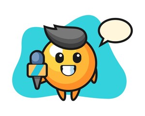 Ping pong ball cartoon as a news reporter