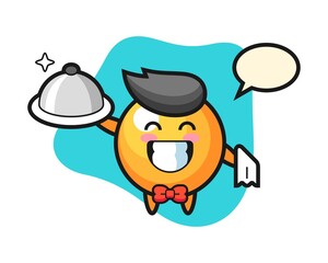 Ping pong ball cartoon as a waiters