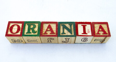 The text ORANIA visually displayed on a clear background image with copy space in horizontal format
