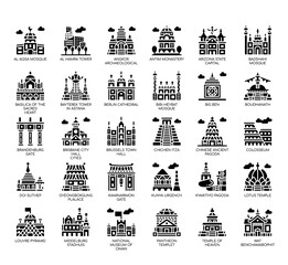 Set of landmark thin line and pixel perfect icons for any web and app project. © Eucalyp