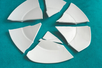 Broken Plate. White Shards, splinters