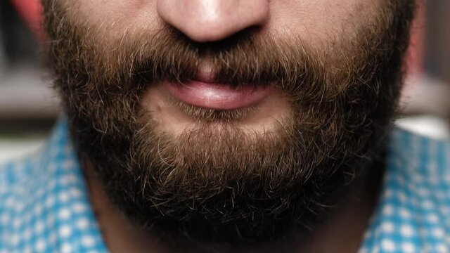 Bearded man says yes. Male head nods head down showing his consent