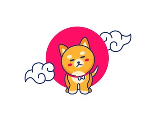 cute dog shiba inu icon illustration