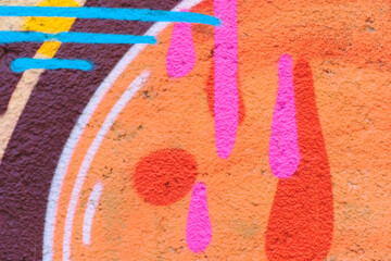 Colorful lines and shapes spray painted on a wall