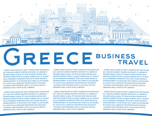 Obraz premium Outline Welcome to Greece City Skyline with Blue Buildings and Copy Space.