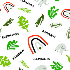 Elephant seamless pattern for scrapbook, fabric, digital paper. Cute baby design background