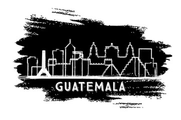 Guatemala City Skyline Silhouette. Hand Drawn Sketch.