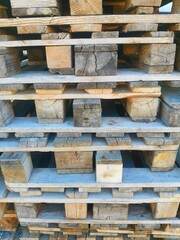 stacks of wooden pallets