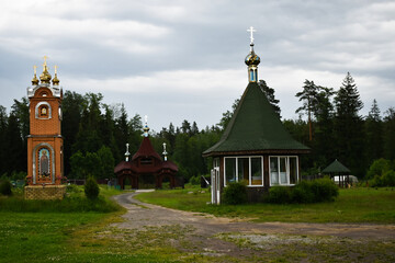 Fototapeta na wymiar chapels stand on a country road