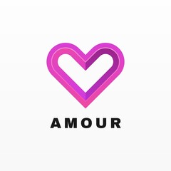 Vector Logo Illustration Amour Gradient Colorful Style.