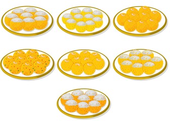 Boondi Laddu Indian Sweets or Mithai Food Vector