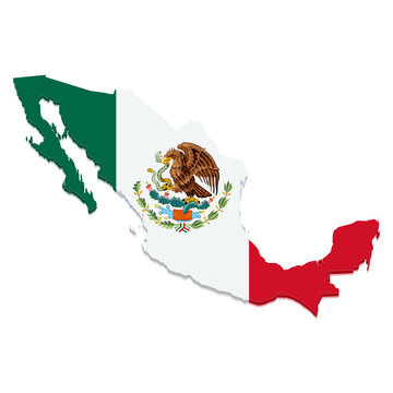Map of Mexico with flag on white