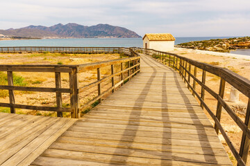 Fototapeta na wymiar Isla Plana town beach in Spain