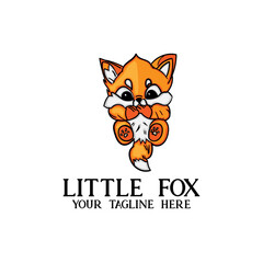 cute fox illustration cartoon. unique fox logo vector.